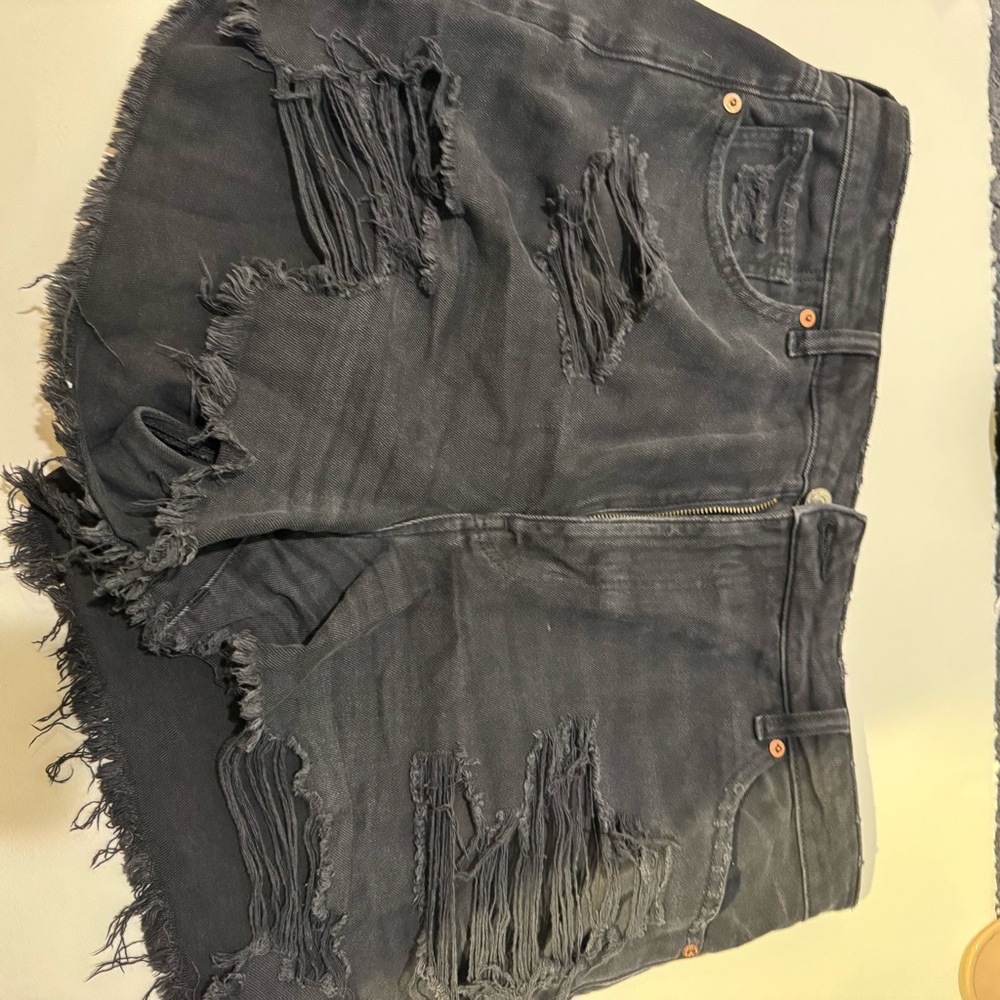 American Eagle Outfitters Black Distressed Jean Shorts